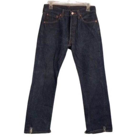 Levis 501 W30 L30 Mens Original Fit Jeans Button Fly Dark Wash Vintage 1986 - Picture 1 of 16